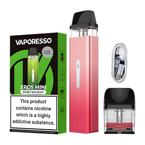 Vaporesso XROS Mini Vape Kit [Sakura Pink] - Available in 18 colours - Type-C Fast Charge 1000mAh Battery 16W Max Leak Resistant - Compatible with Vaporesso XROS Corex Pods - No Nicotine