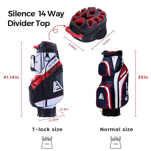 ASK ECHO T-Lock Golf Cart Bag with 14 Way Organizer Divider Top, Premium Cart Bag with Handles and Rain Cover for Men - Image 5
