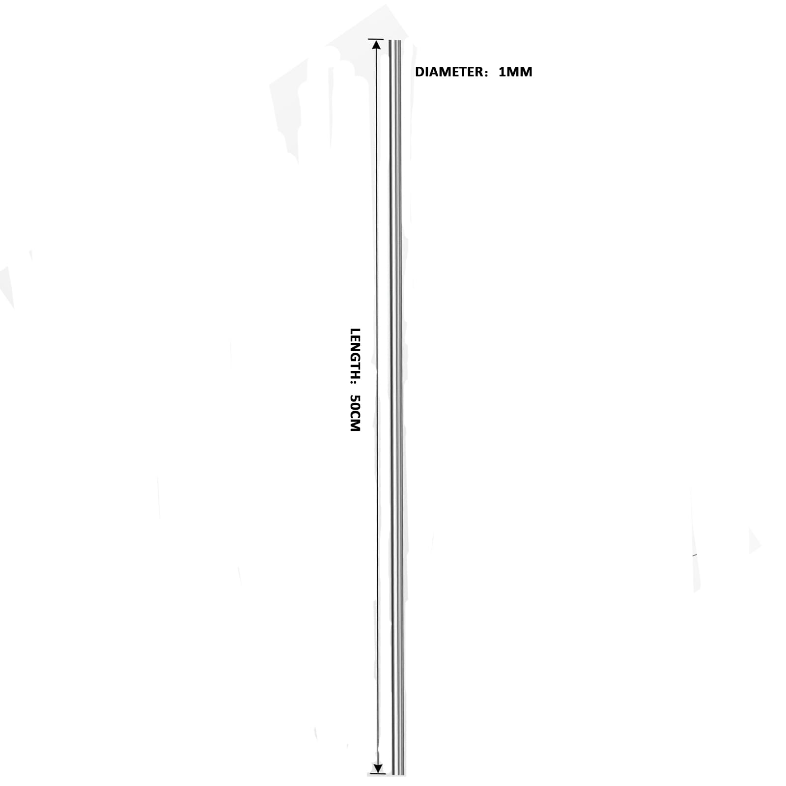 50 pièces de Fil à Ressort en Acier Inoxydable de 50 cm de Longueur Diamètre 0,2 mm-1,4 mm Fil à Ressort Droit Dur,1mm