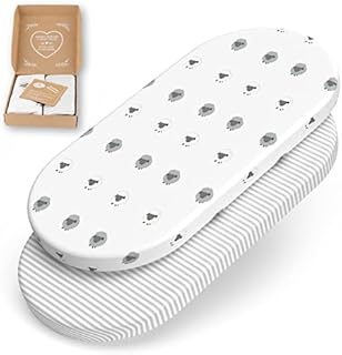 mimaDu® Premium Spannbettlaken Kinderwagen, Stubenwagen Bezug, Kinderwagen Matratzenbezug, passend für Babybay Spannbetttuch Original - 78x36, 80x35, 80x40 cm- 100% OEKOTEX Baumwolle (Schaf Streifen)