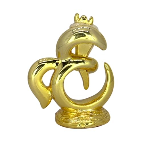 Image of Pearl White Om Ganesha | Gold Plated Ganpati Idol with Sacred Om Symbol for Home, Office, Pooja Room, Travel & Car Dashboard |Ganesha Murti for Blessings, Positive Energy | Height 2.3 Inch