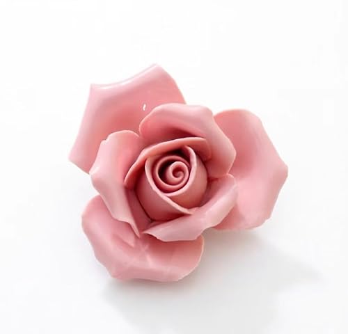AMERRY Rose, Pink,2.76",Ceramic Wall Flower Decor Artificial 3D Flower Wall Art，Handmade 3D Wall Art Hanging Sculpture， Porcelain Flower Wall Décor (Rose, Pink,2.76")