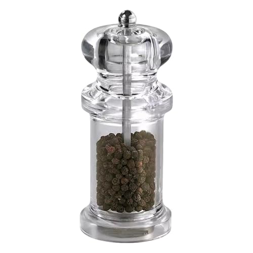 Juego de molinillos de pimienta, salero y pimienta con fondo de cristal, molinillo manual de sal y pimienta, molinillo manual de sal y pimienta negro mate con rotor de cerámica de grosor ajustable