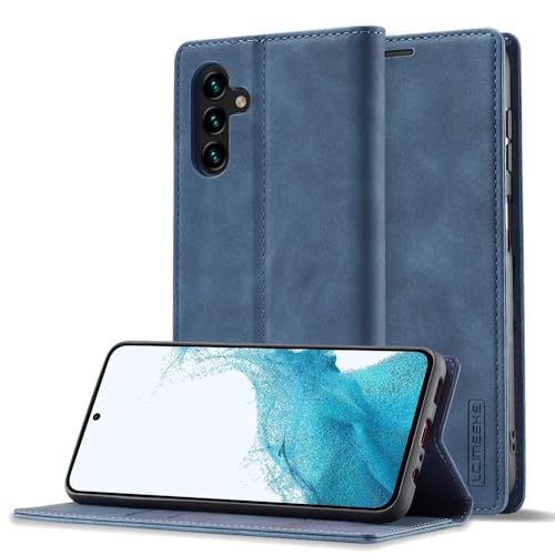 Étui Compatible avec Samsung Galaxy A55 5G Bleu Housse Protection Rabat
