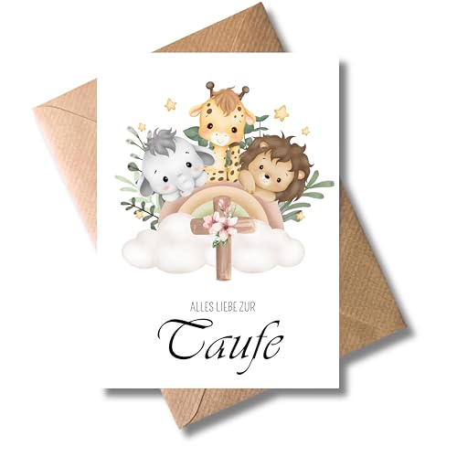 WBdesignz bezaubernde Taufkarte mit Umschlag - Alles Liebe zur Taufe - Niedliche Glückwunschkarte zur Heiligen Taufe - Edle Geschenkkarte für Täufling Eltern Paten (DIN A6)
