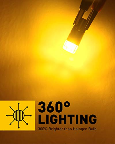 Image of AUXITO 194 LED Bulbs Amber Yellow, Super Bright 1:1 Size, 168 175 2825 W5W T10 Car Bulbs for Dome Map Door Courtesy License Plate Lights Parking Side Marker Cornering Trunk Lights (Pack of 2)