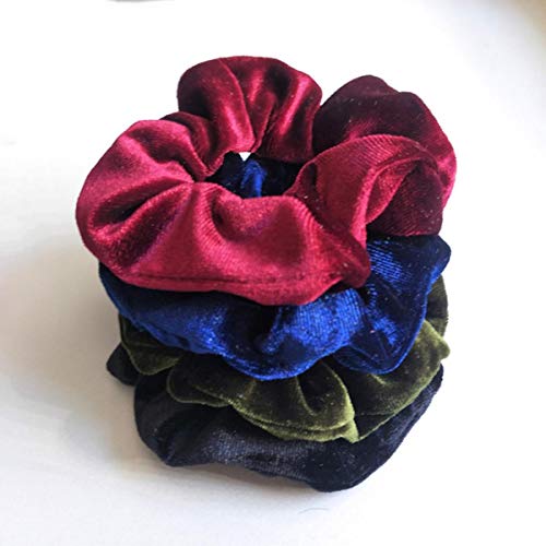 4PCS/Set Korea Velvet Scrunchie Rubber Elastic Hair Bands Solid Women Girls Headband Ponytail Holder Ties Rope Hair Accessories,J