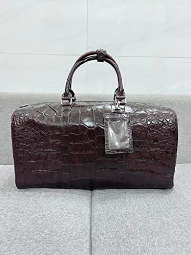 Genuine alligator crocodile leather skin Travel Duffels bags, overnight bags, gym bag, sport dufel bags (Brown)4