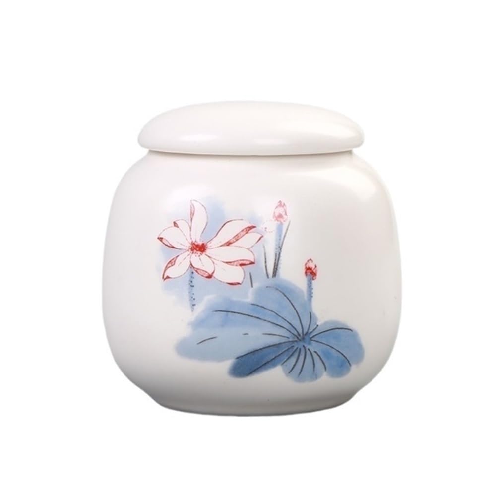 CHENGAIJIAN Tea Canister Ceramic Mini Tea Canister Jar With Airtight Lid For Tea, Coffee, Nuts, Herb, Spice, Sugar(Blue)