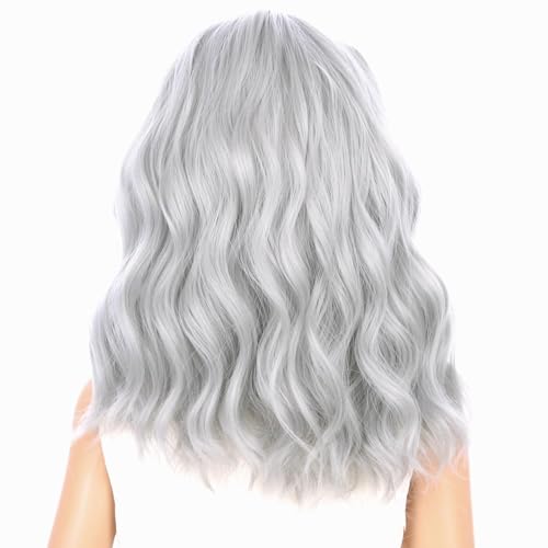 Image of PATTNIUM Kids Silver Wig Short Wavy Silver White Wig for Child Cosplay Halloween Party Costume Heat Resistant Synthetict Wigs