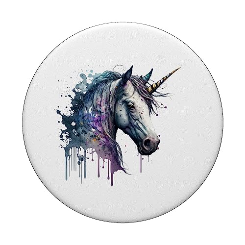Magical Mystical Grey Unicorn PopSockets Swappable PopGrip, Black - Image 3