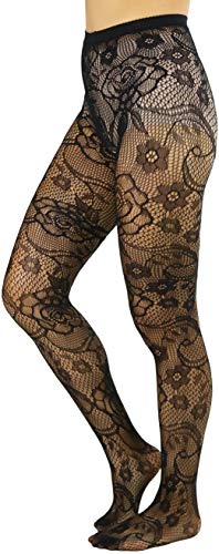 Image of ToBeInStyle Women's Elegant Floral Lace Inspired Spandex Net Full Length Tights