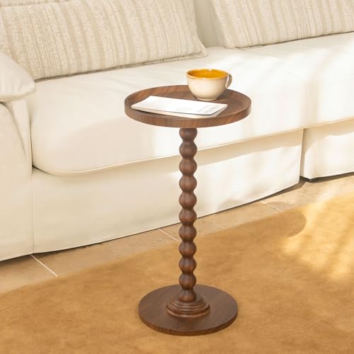 AWASEN Small Side Table, Round Drink Table for Small Spaces, Round Accent End Table Living Room, Nightstand for Bedroom, Corners, Office, Walnut Brown - Image 2