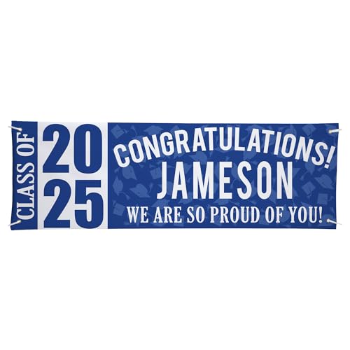 Let's Make Memories Personalized Graduation Banner Class of 2025 - Graduation Party Decorations - Congratulations Banner - Indoor/Outdoor Vinyl - Best in Class - Blue - 6 ft.