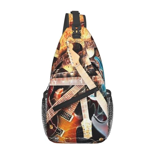 BYwenhopnbs Bolso bandolera pequeño para hombre con forma de guitarra eléctrica. Mochila de viaje pequeña.