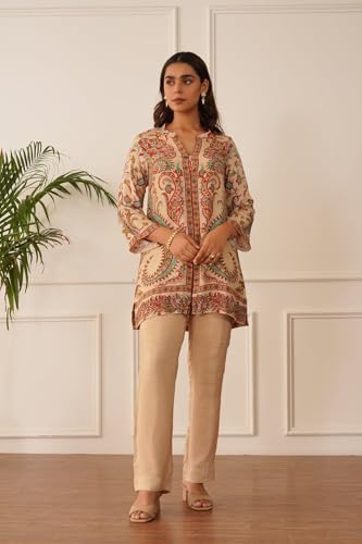 Image of ANNI Designer Women's Viscose Blend Straight Printed Kurta Set with Palazzo | Women Kurta Palazzo Set | Straight Kurta | 3 /4 Sleeve | Printed Kurta Set for Women