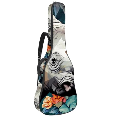 Sac de transport pour guitare électrique et classique motif rhinocéros fleuri