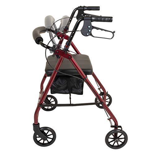 image for Roscoe Medical ProBasics Aluminum Rollator Walker with Seat - Rolling 