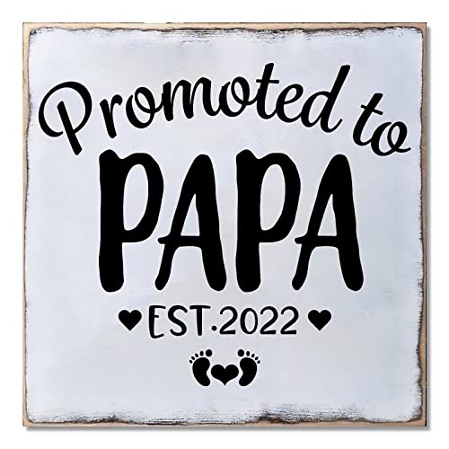 Panneau en bois Promoted To Papa 40x40 cm pour salle de bain