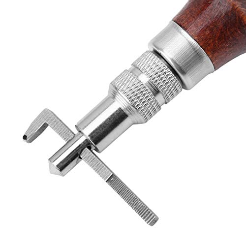 Adjustable Leather Stitching Groover Leather Edge Bevelers Leathercraft Groove Gouge with Wooden Handle for Hand Edge Stitching - Image 2
