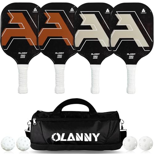 Image of OLANNY Graphite Pickleball Paddles Set- Premium Rackets Fiber Face & Polymer Honeycomb Core Pickleball Set Includes Pickleball Paddles + Pickleball Balls+ Replacement Soft Grip + 1 Bag