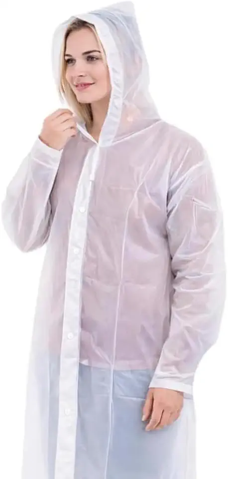 Capa de Chuva Adulto Unissex Transparente em EVA Ecológico com Capuz Ajustável Linha Premium – Impermeável, Reutilizável e Resistente para Shows, Viagens, Passeios, Trilhas e Uso Diário