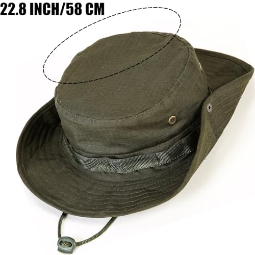 Wide Brim Boonie Hat, Men & Women Top Camo Bucket Hats for Safari Military Beach