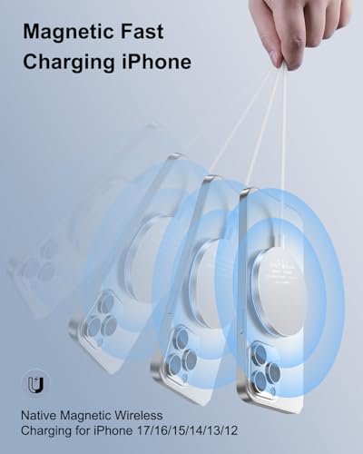 15W Mag-Safe Ladegerät iPhone Induktives Ladegerät, 2M Wireless Charger für i Phone 17/16/15/14/13/12/11/Pro Max/Mini/Plus, Induktive Ladestation iPhone Kabelloses Ladegerät