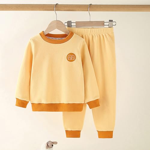 Kids Fleece 𝐏ajamas Sets Warm 2pc Long Sleeve Tops Pants 𝐏𝐉 Boys Girls Thick Winter Sl𝐞epwear Outfits for Bedroom2