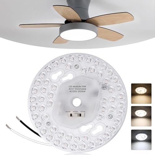 TobeBright 5.1inch Ceiling Fan LED Light Replacement, 24W 2100Lm Ceiling Fan Light kit,3CCT...