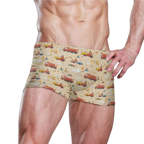 Fire Engines Mens Swim Trunk Swimwear Bathing Suit Swim Brief Square Leg Board Short S B04033483