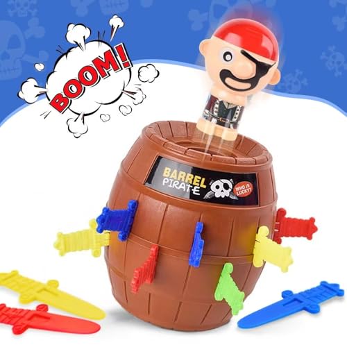 Image of SENSARTE Pop-Up Pirate Classic Board Game - Fun Action Barrel Toy for Kids & Family - Includes 24 Swords - Best Educational Gift for Boys & Girls Ages 3+