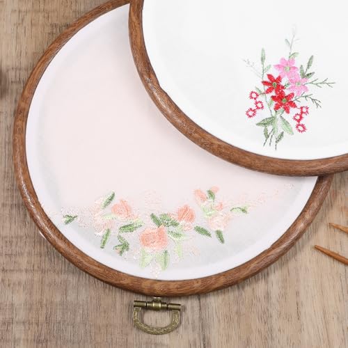 15Pcs 6 Inch Round Embroidery Hoops Frame, Circle Display Cross Stitch Hoop Frame Imitated Wood Embroidery Frames for Art Craft Handy Sewing Decoration - Image 6