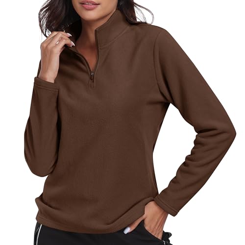 MoFiz Women's 1/4 Zip Polar Fleece Pullover Long Sleeve Soft Lightweight Warm Winter Jacket Top2