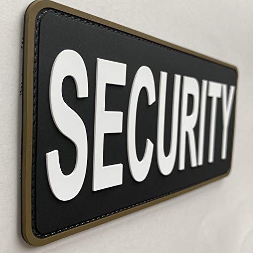 uuKen Large Black and White PVC Security Patch 4x8 inches Forces Officer Guard Enforcement for Tactical Vest Uniforms (Black and White, L 8\"x4\")