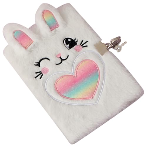 Gogogmee Cuaderno con Candado para Libreta con Cubierta de Peluche Suave y Diseño de Conejito Diario Bloqueable para Escuela y Uso Diario Regalo Adorable para Estudiantes