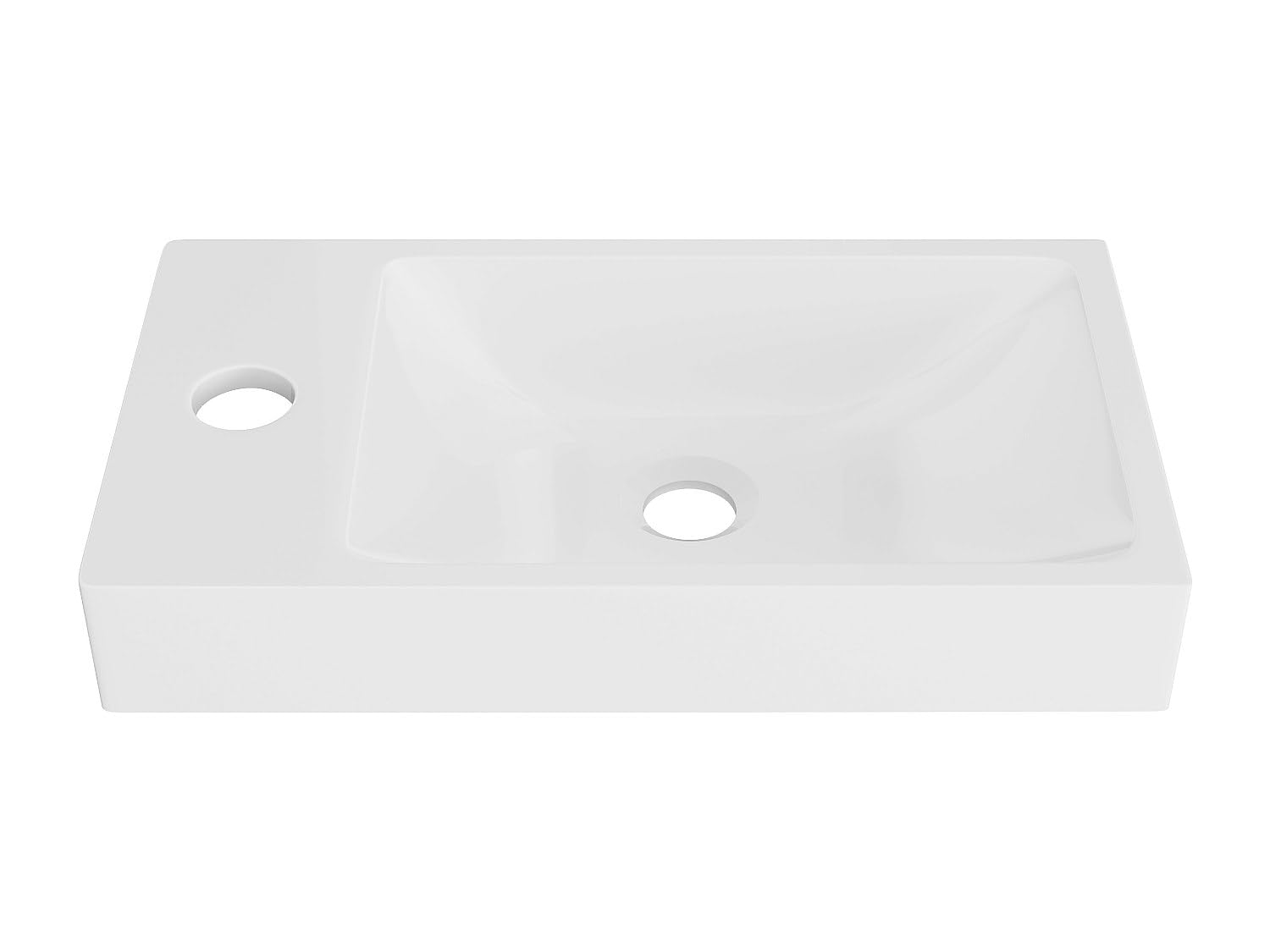Vente-unique - Vasque lave main blanche en résine SMC - 40 x 22 cm - SARPOSA
