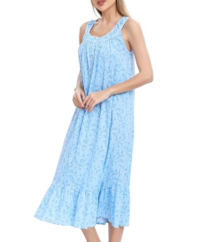Sleeveless Nightgowns for Women Long Cotton Nightgown Sleepwear Ladies Nightdress Sleep Dress 100% Cotton Night Gown3