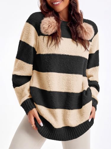Image of Saodimallsu Womens Oversized Sweater Fuzzy Long Sleeve Casual Tunic Sweater