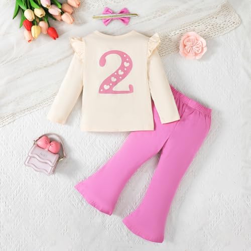 Baby Girl I'm Two Cute Outfit Toddler 2nd Birthday Clothes Little Girl Two Years Old Birthday Pants Set3