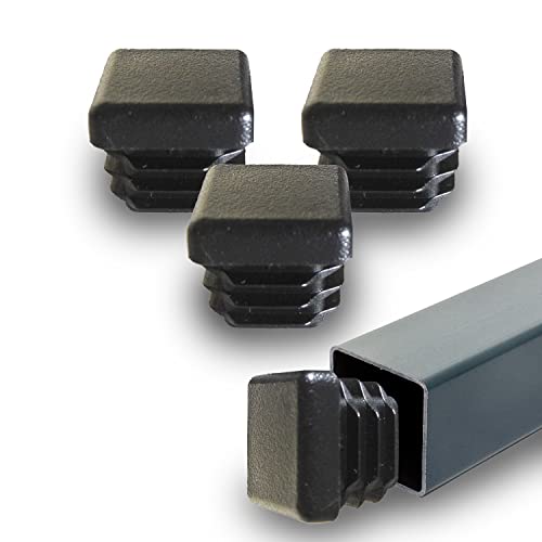 Image of Prescott Plastics 3 /4 inch - 0.75 inch Square Plastic Hole Plugs, Inserts, Black End Caps for Metal Tubing, Fences, Glide Protection from Chair Legs and Furniture (10 Pack)