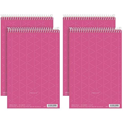 Tops Prism Steno Books, 15,2 x 22,9 cm, Gregg Lineal, rosa Papier, perforiert, 80 Blatt, 4 Stück (80254) Cover