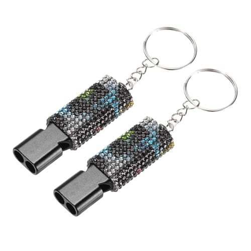 YELARXI Sifflet bling 2 pc strass noir rose bleu
