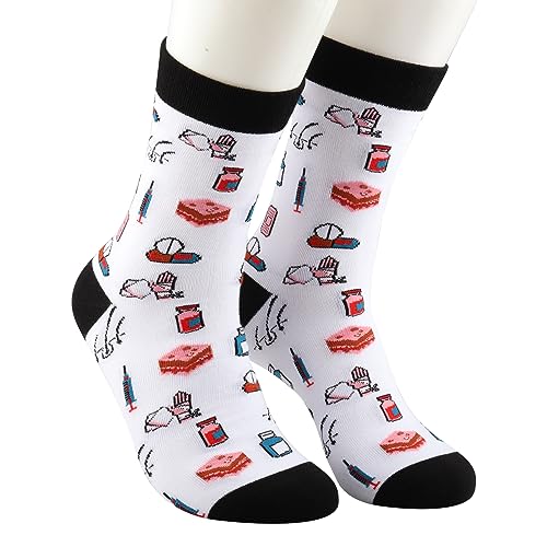 TOBGBE 2 Pairs Dermatologist Socks Skin Doctor Gift Dermatology Nurse Socks Dermatology Graduation Gift