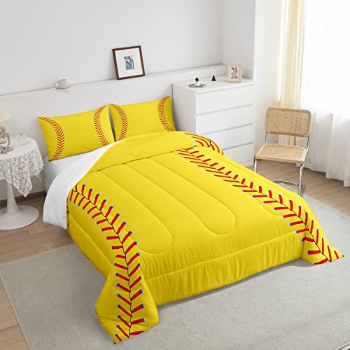 Image of Feelyou Softball Bedding Set King Size for Kids Boys Girls 3Pcs
