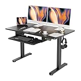 Claiks Standing Desk with Keyboard Tray, Standing Desk Adjustable Height, Raising Desks for Home Office and Computer Workstation, 48 Inches, Black