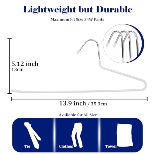GZQXHOME Pants Hangers 30 Pack Non Slip,Trouser/Blanket/Jeans Hangers for Closet Space Saving,Open Ended Pants Hanger Strong Durable (White) by GZQXHOME - Image 2
