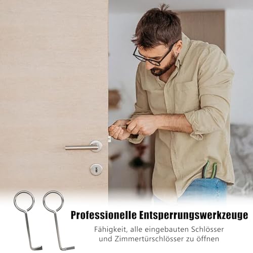 2 Stück Profi Dietrich Set, Buntbartschlüssel Universal Bunbartschlüssel Aus Edelstahl, Öffnungs Werkzeug Universalschlüssel für Zimmertüren, Bartschlüssel Dietrichset, Türöffner Schlüssel