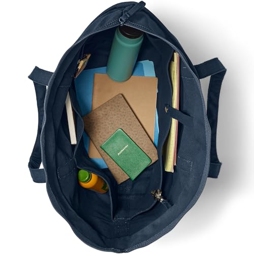 Image of Lands' End Zip Top Long Handle Canvas Tote Bag