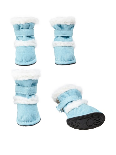 Pet Life Shearling Duggz Dog Shoes, Blue/White, Medium